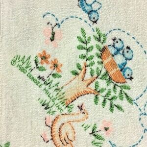 Vintage Dundee Yellow Duck Birds Tree Baby Receiving Blanket 25x40 Soft Cotton
